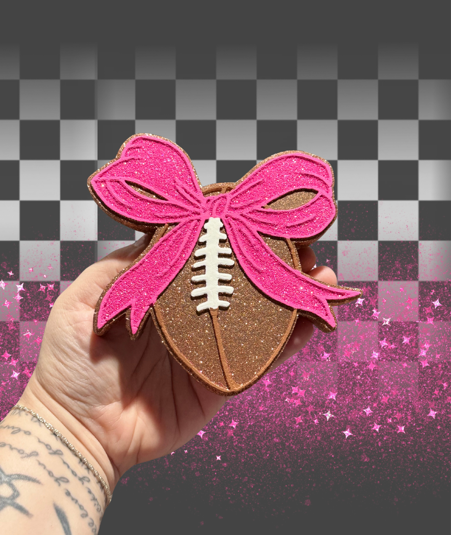 Pink Bow Football Freshie