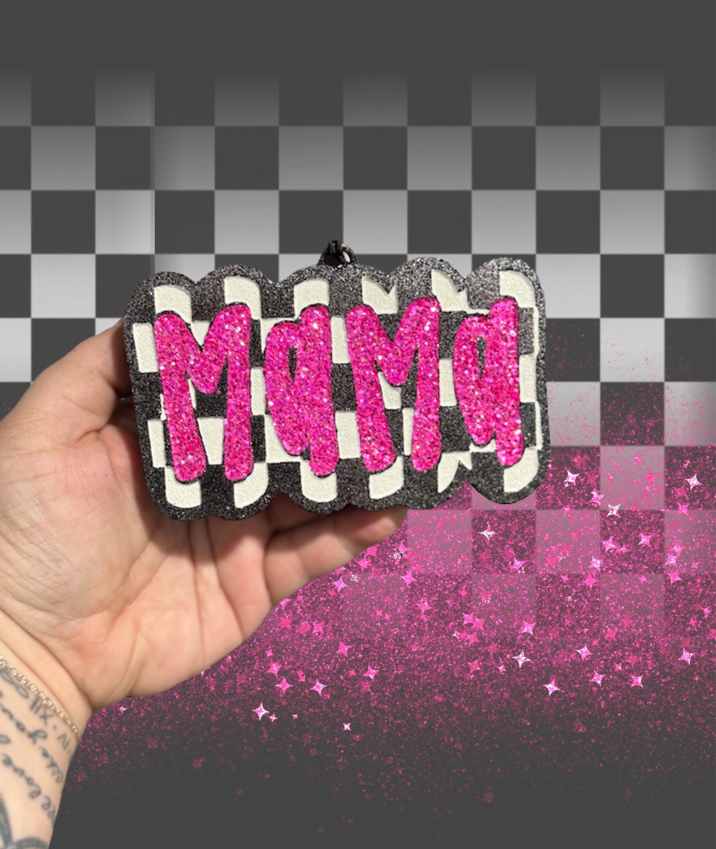 Pink Checkered Mama Freshie