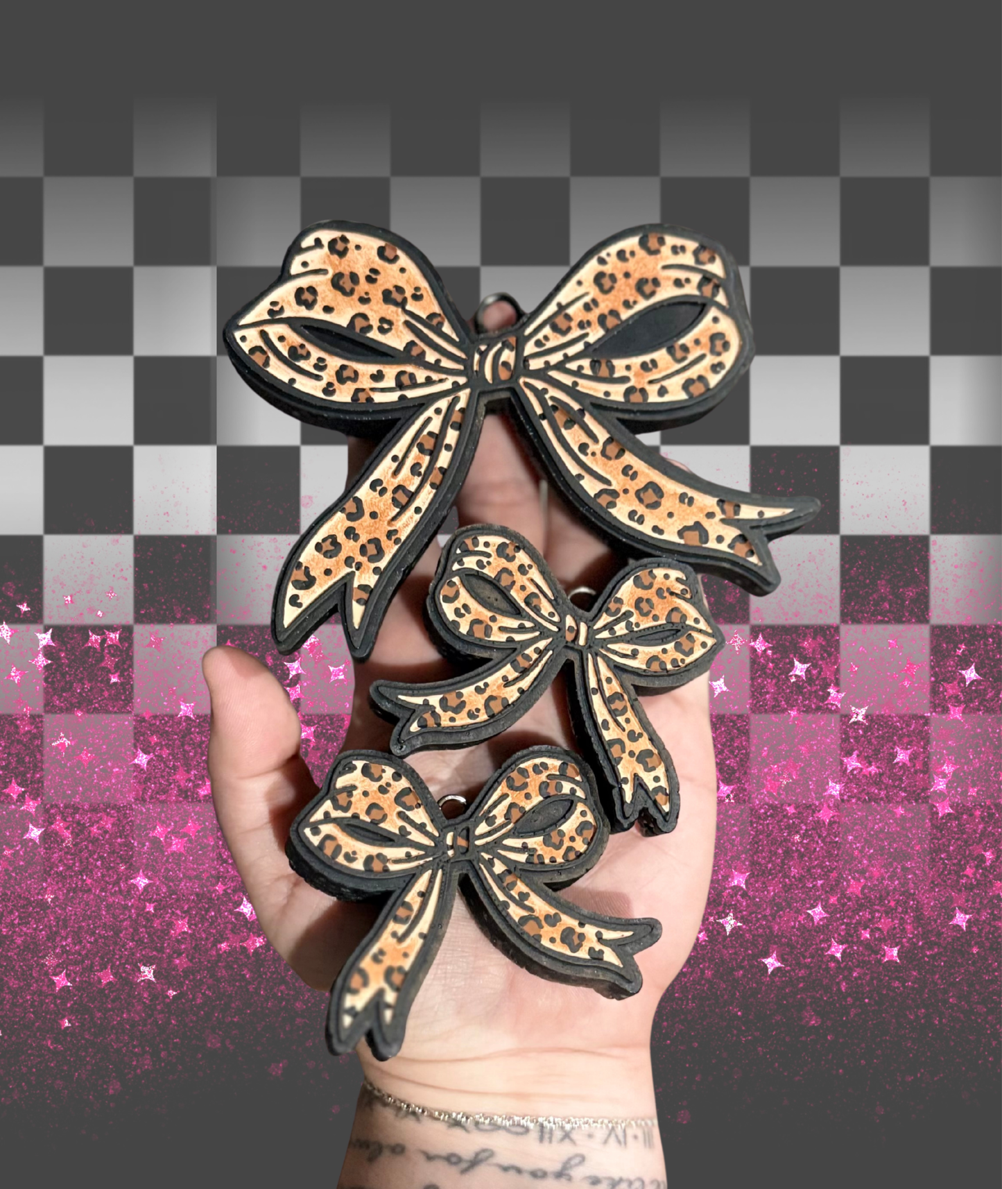 Leopard Print Bow Freshie + Vent Set