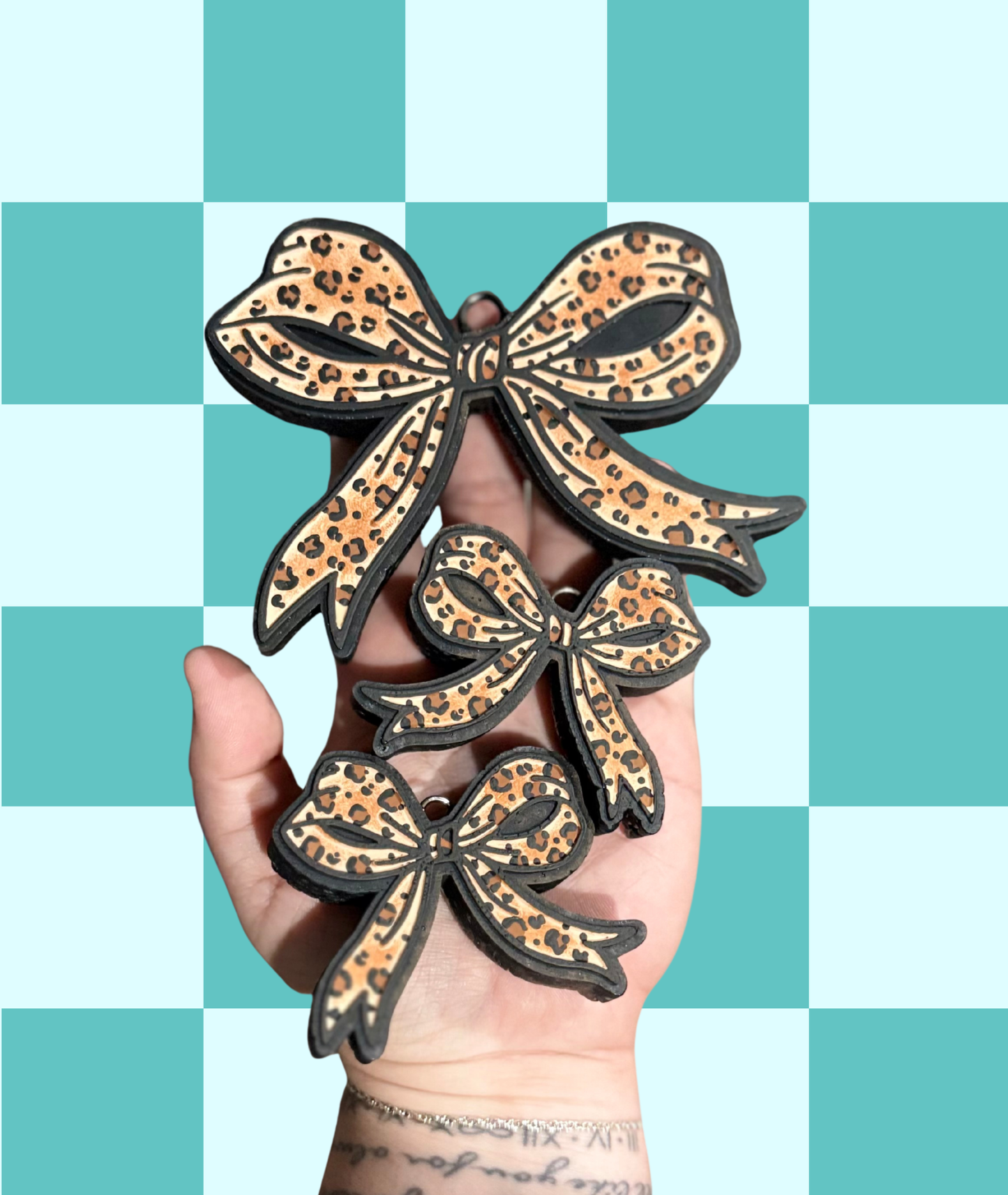 Leopard Bow Freshie and Vent Set