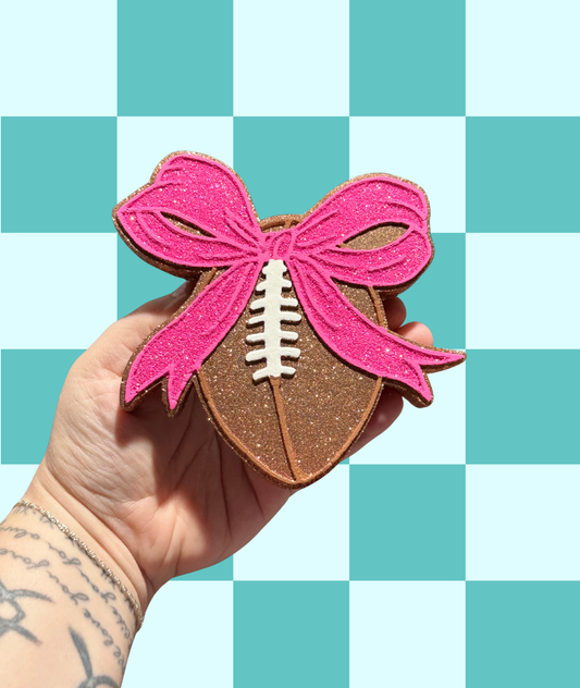 Pink Bow Football Freshie
