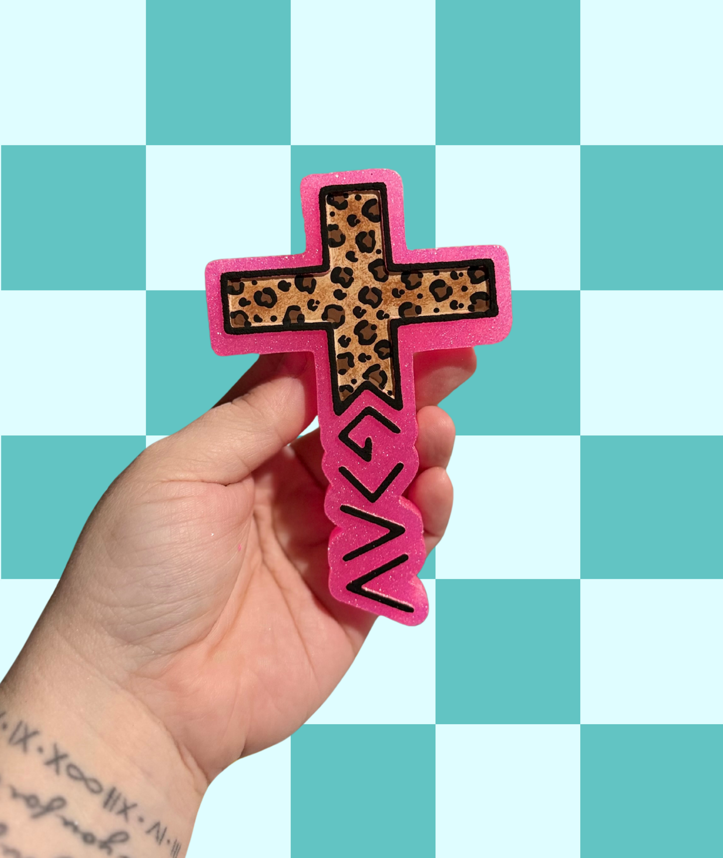 Pink God Is Greater Cross Freshie