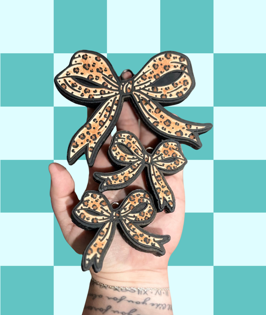 Leopard Print Bow Freshie + Vent Set