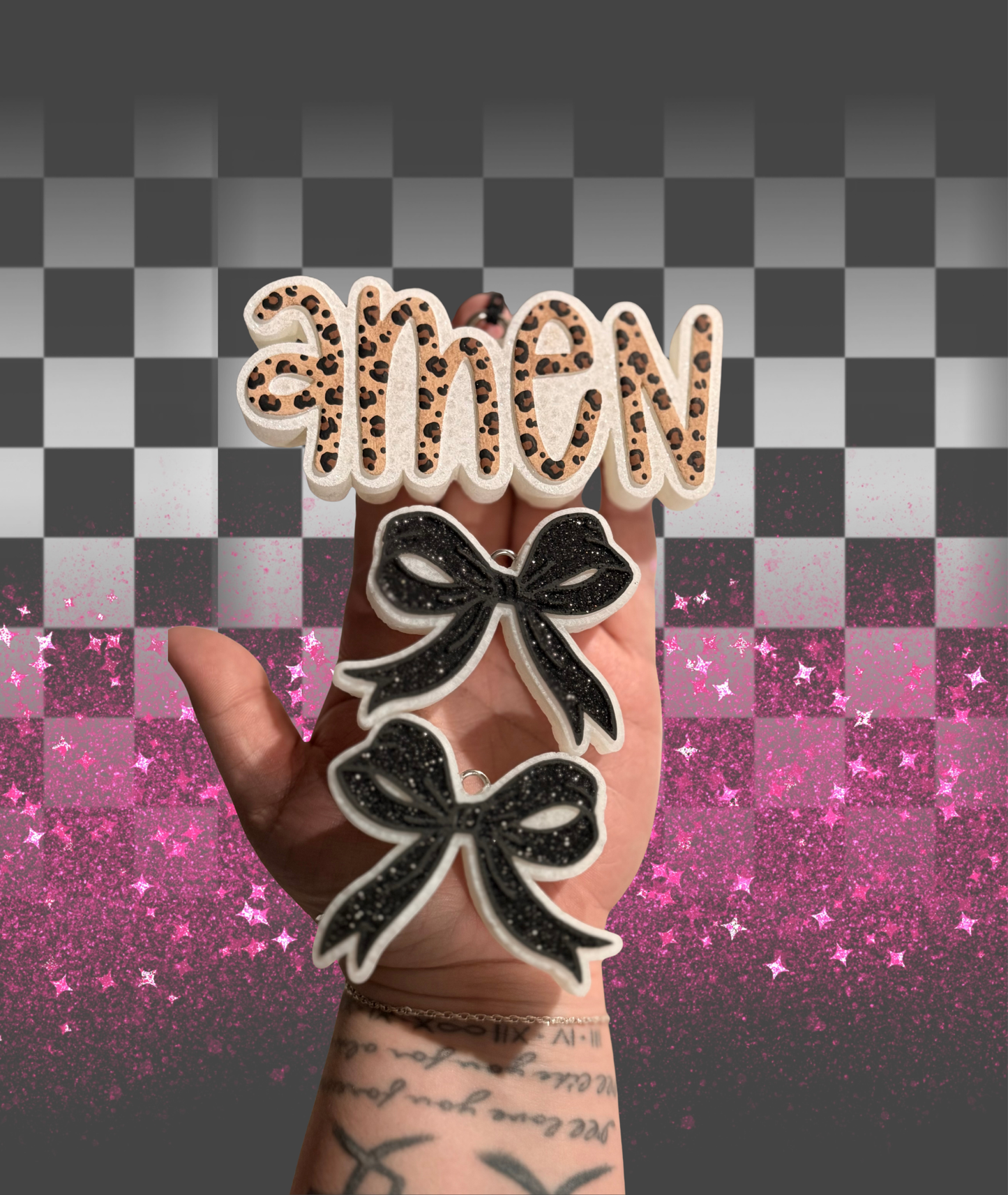 Leopard Amen Freshie and Bow Vent Set