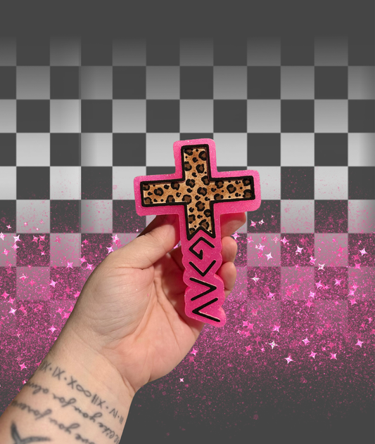 Pink God Is Greater Cross Freshie